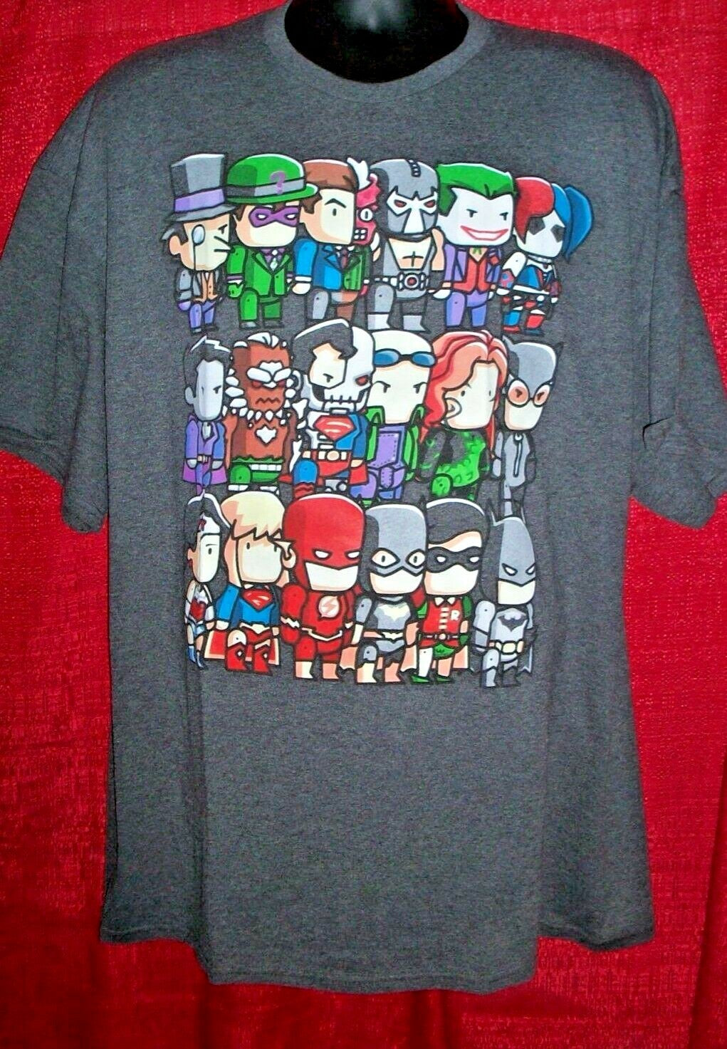 DC Super Hero Kawaii Characters "Good & Evil" Mens 2x Unisex T-Shirt - new