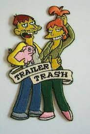 4 1/2" tall, a new x-large size The Simpsons Cletus and Brandine embroidered patch. Sew or iron on. New.
Please note we will always combine shipping on like items. Any additional patch or pin will ship for 50 cent per item. Any additional payment will be reimbursed to your Paypal account. Thank You.