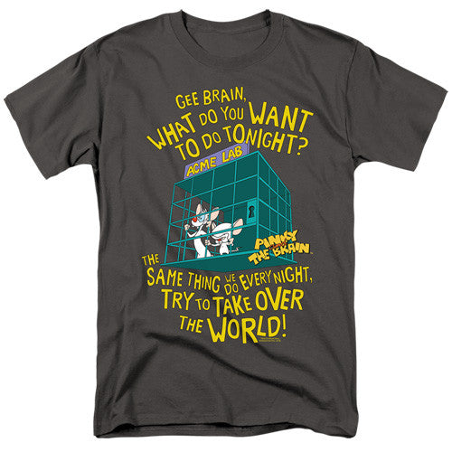 Pinky and the Brain The World Adult/Unisex Tshirt Size S-2X
100% Cotton High Quality Pre Shrunk Machine Washable Tshirt