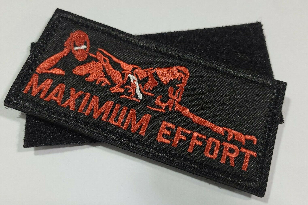 4 inches wide , a new Marvel Deadpool "Maximum Effort" embroidered patch. Includes a velcro back. New.
Please note we will always combine shipping on like items. Any additional patch or pin will ship for 50 cent per item. Any additional payment will be reimbursed to your Paypal account. Thank You.