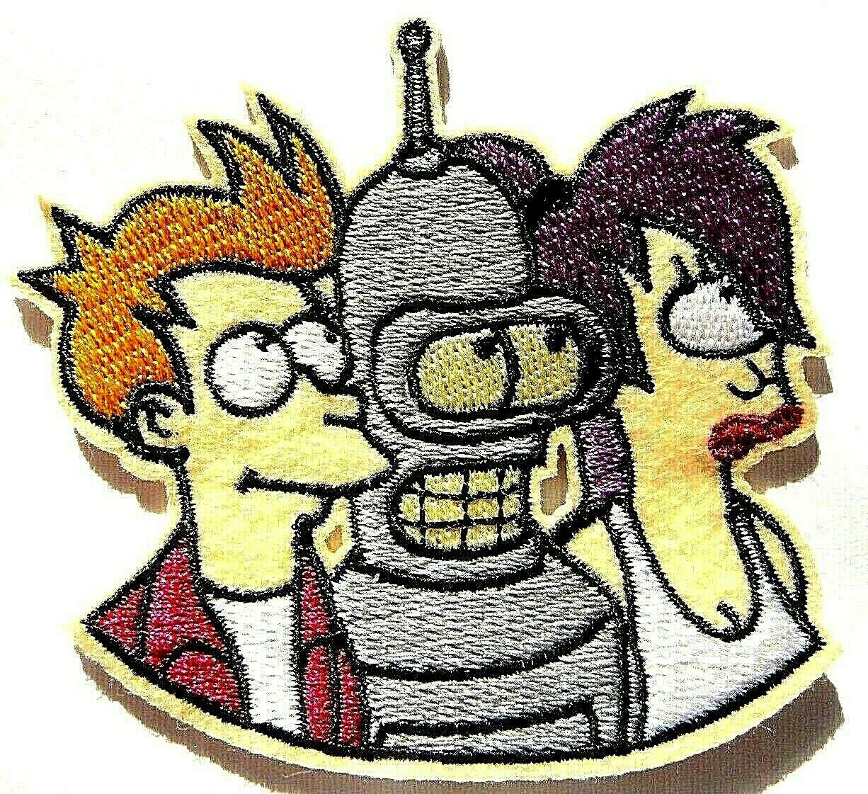 3.25 inches wide, new Futurama Trio "Frye, Bender & Leela" embroidered patch, Sew on or iron.
Please note we will always combine shipping on like items. Any additional patch or pin will ship for 50 cent per item. Any additional payment will be reimbursed to your Paypal account. Thank You.