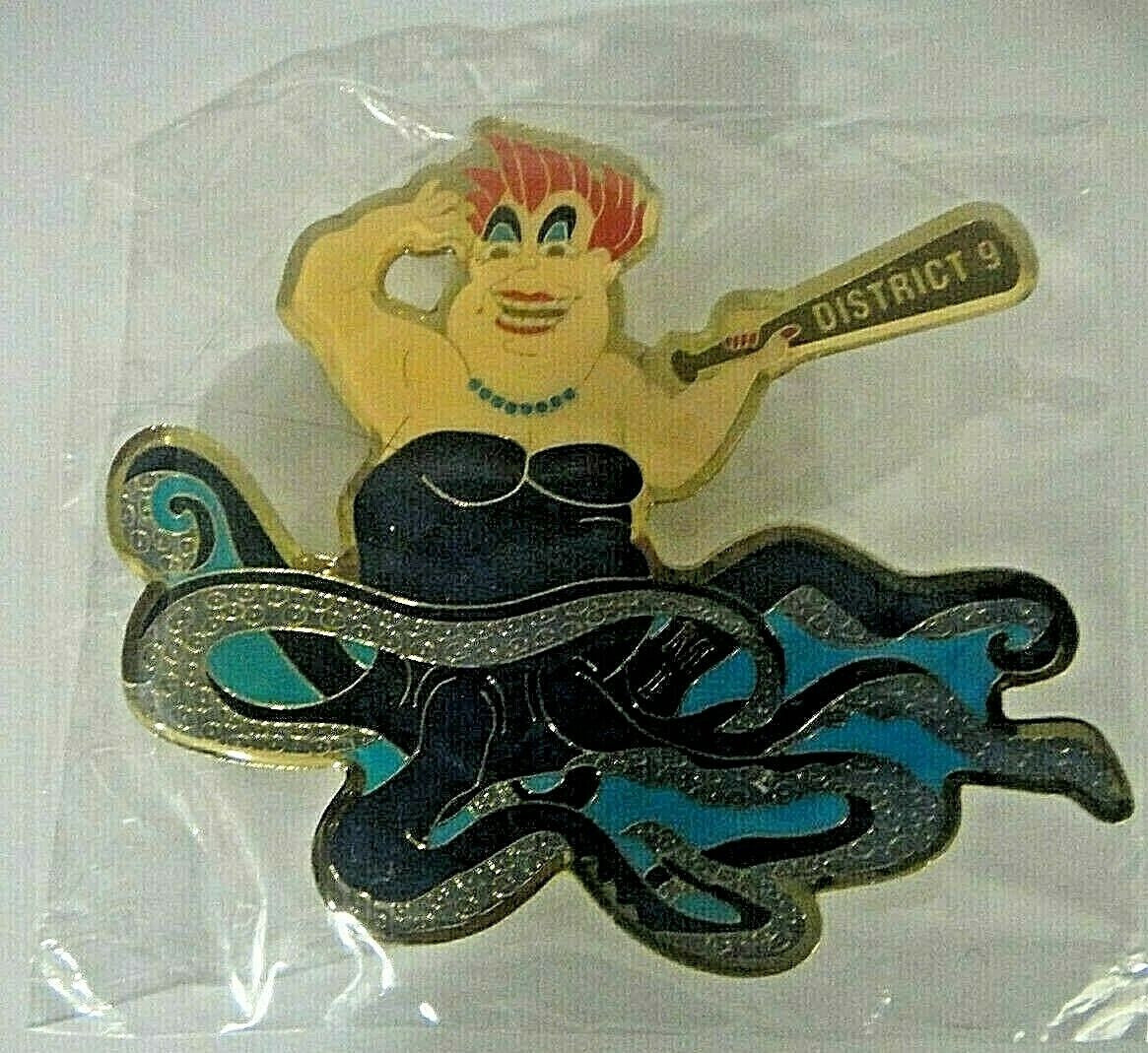3.25 inches wide, a new Little Mermaid "Ursula, the evil villain is featured on this oversize enamel pin with clutch back.
Please note we will always combine shipping on like items. Any additional patch or pin will ship for 50 cent per item. Any additional payment will be reimbursed to your Paypal account. Thank You
