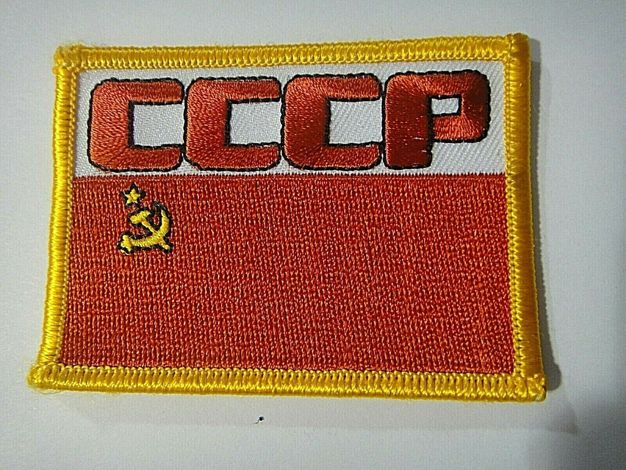 3 inches wide, a new Soviet Union (C.C.C.P.) flag embroidered shoulder patch. Sew on or iron on. New.
Please note we will always combine shipping on like items. Any additional patch or pin will ship for 50 cent per item. Any additional payment will be reimbursed to your Paypal account. Thank You.