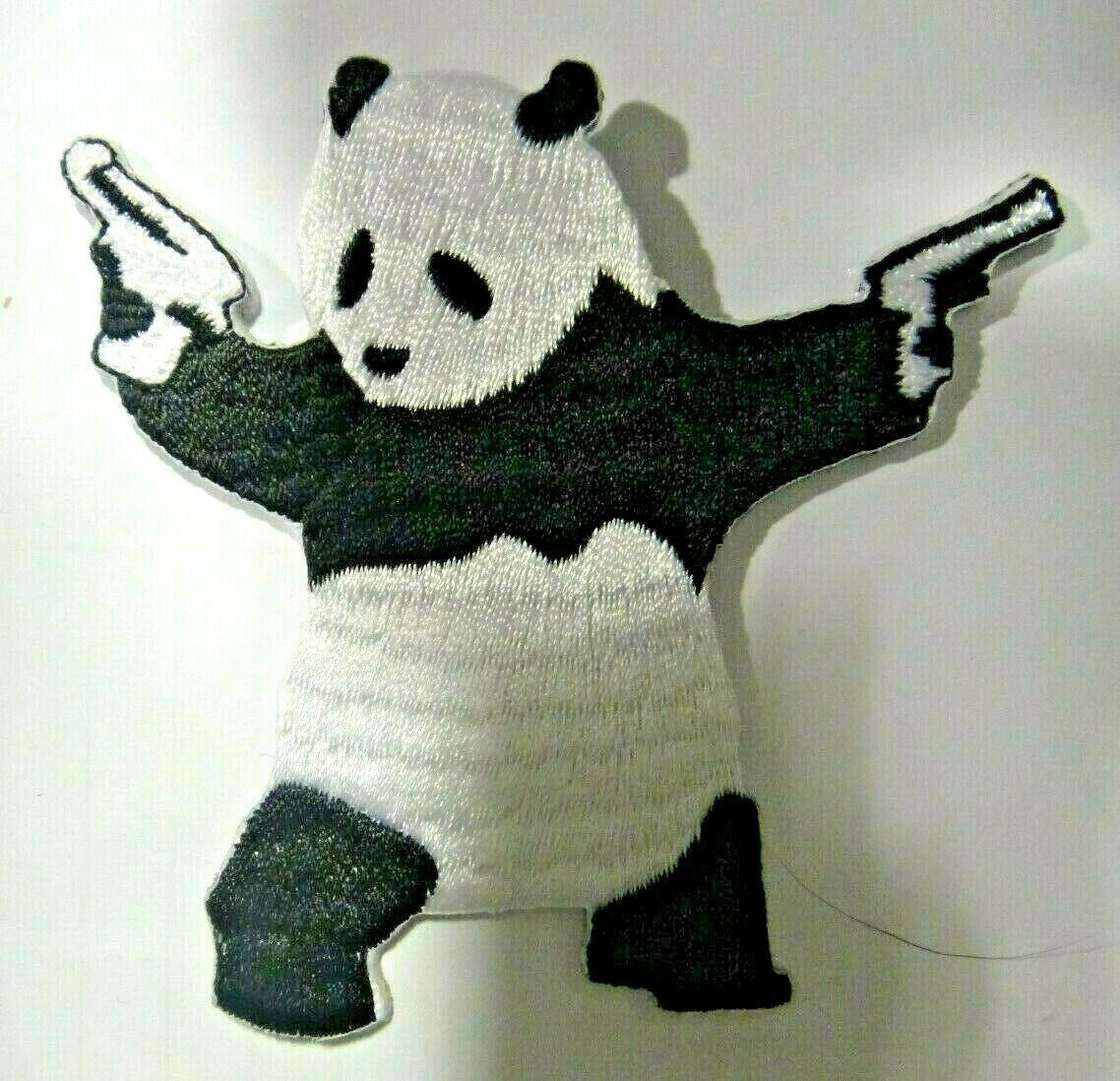 3 inches tall, a new Shooting Panda "Pop Culture Icon" embroidered patch. Sew on or iron on. New.
Please note we will always combine shipping on like items. Any additional patch or pin will ship for 50 cent per item. Any additional payment will be reimbursed to your Paypal account. Thank You.