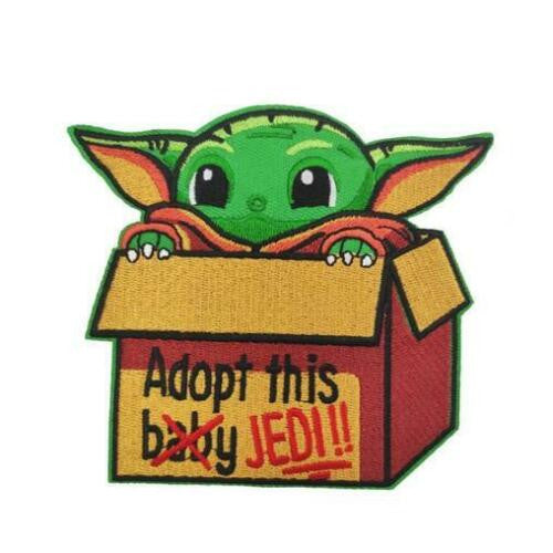 4.5 inches wide, a new Star Wars "Adopt this baby Yoda !!" embroidered patch. Sew on or iron on. New.
Please note we will always combine shipping on like items. Any additional patch or pin will ship for 50 cent per item. Any additional payment will be reimbursed to your Paypal account. Thank You.