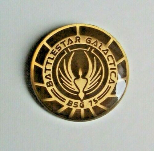 1 1/8 inches diameter, Battlestar Galactica BSG-75 enamel pin with clutch back. New.
Please note we will always combine shipping on like items. Any additional patch or pin will ship for 50 cent per item. Any additional payment will be reimbursed to your Paypal account. Thank You.