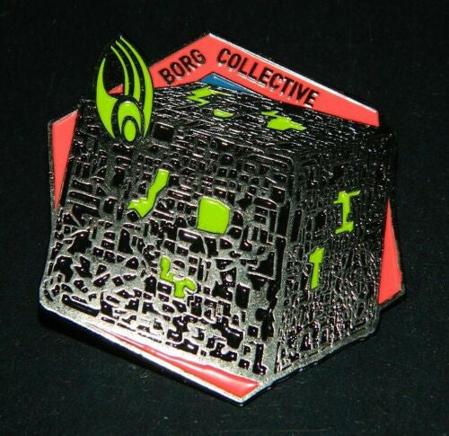 2″ wide by 2.25″ tall , a new Star Trek: The Next Generation Borg Collective, Borg Cube Enamel Pin with clutch back.
Please note we will always combine shipping on like items. Any additional patch or pin will ship for 50 cent per item. Any additional payment will be reimbursed to your Paypal account. Thank You.