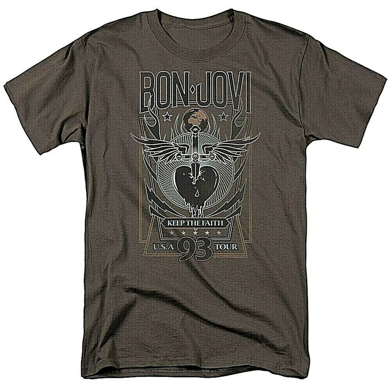 Bon Jovi "Keep the Faith 1993 Tour" Mens Adult T-Shirt New -Available Sm to 3x