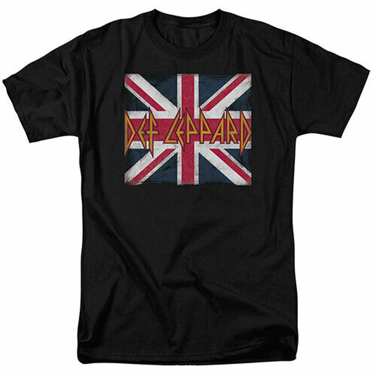 Def Leopard "Union Jack" Band Pose Mens T-Shirt. Available in Sm to 3x -new