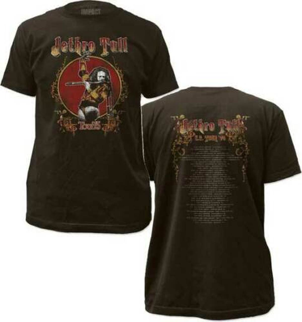 JETHRO TULL "TOUR 75" Mens Unisex T-Shirt, Available in Sm to 2x