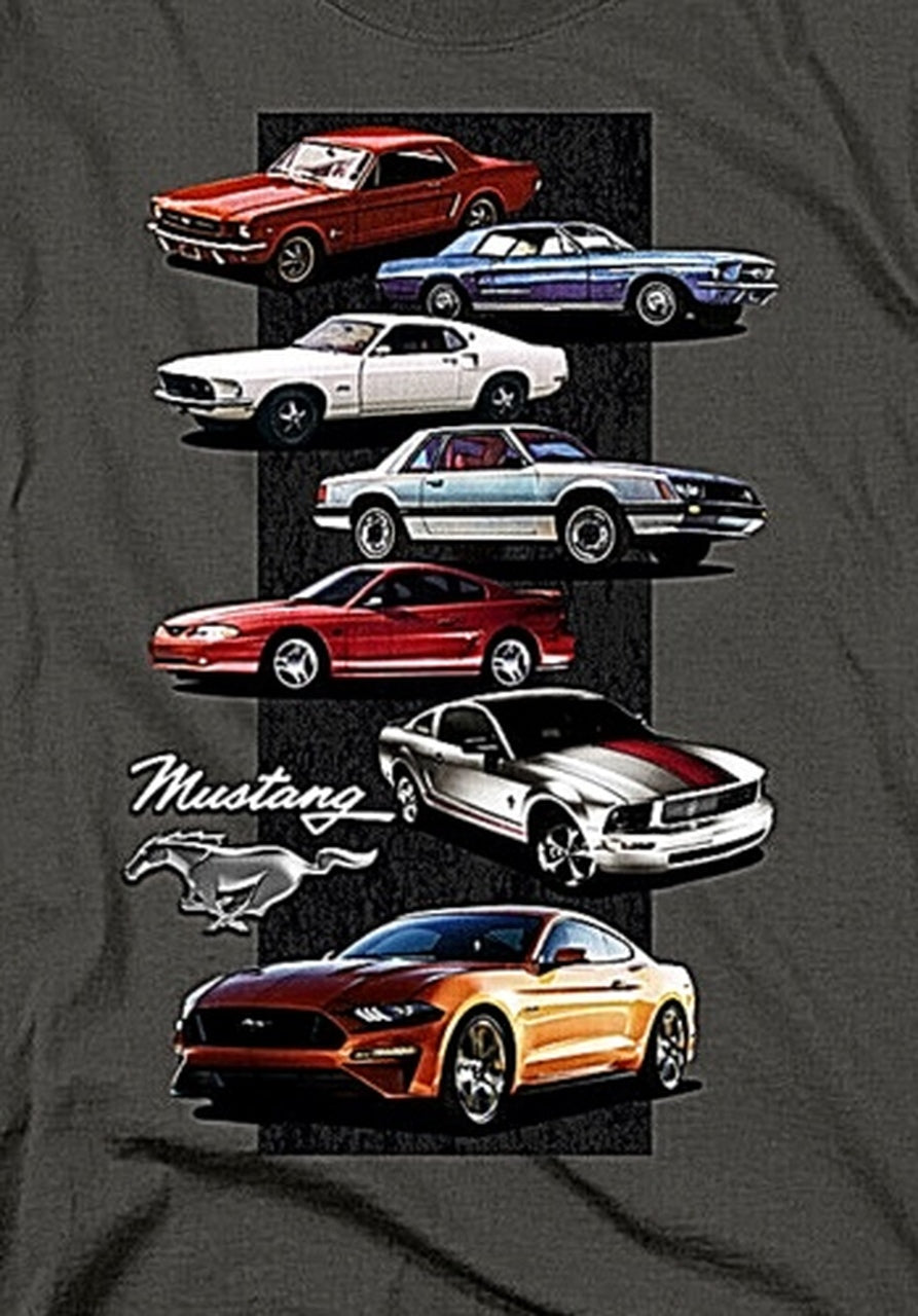 Ford Mustang "History 1965 to Present" Mens Unisex T-Shirt. Available Sm to 5x