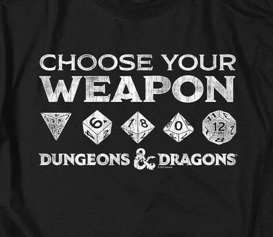 Dungeons & Dragons "Choose Your Weapon" Men Unisex T-Shirt Available Sm to 5x