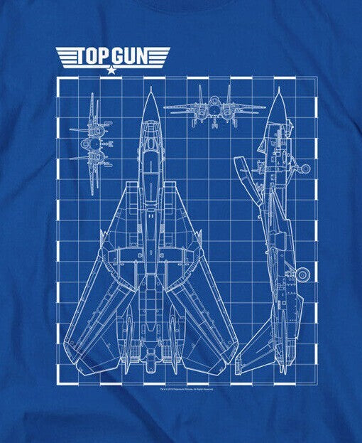Top Gun "F-14 Tomcats, Schematic" Mens Unisex T-Shirt, Available Sm to 5x - new