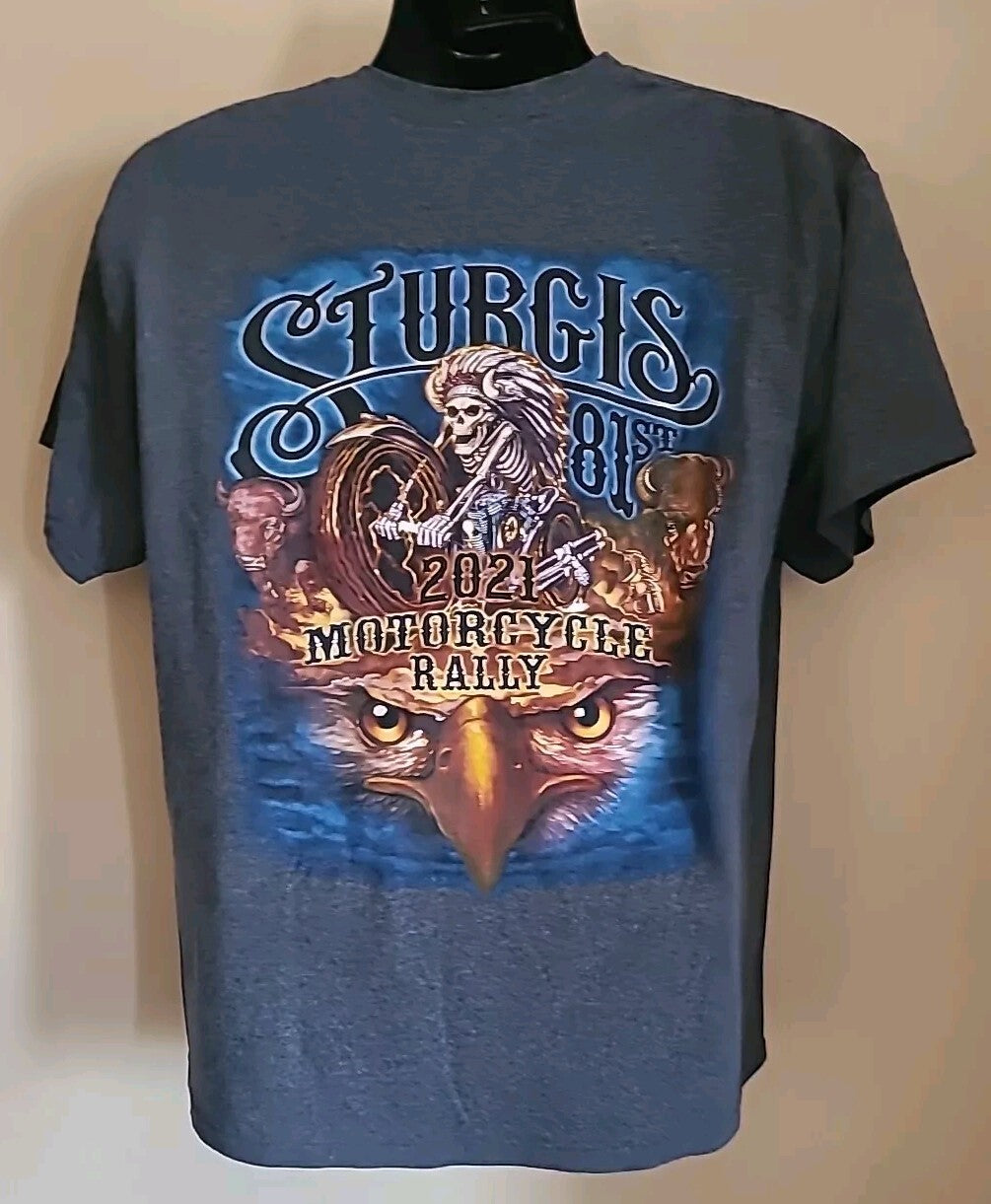 Sturgis 2021 Motorcycle Rally Mens Large Double-Sided T-Shirt -excellent