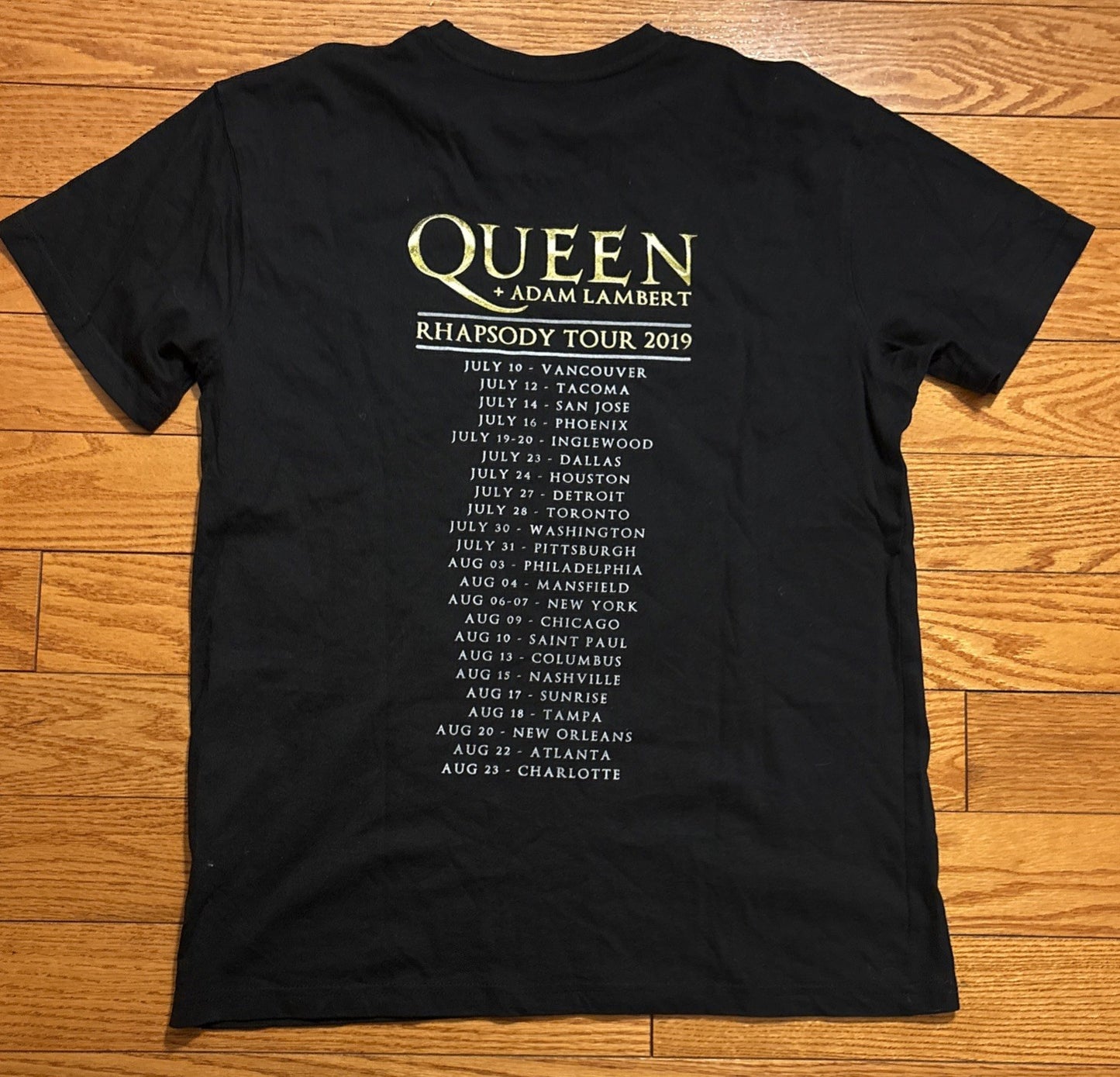 Queen + Adam Lambert "The 2019 Rhapsody Concert Tour" Mens Medium Unisex T-Shirt