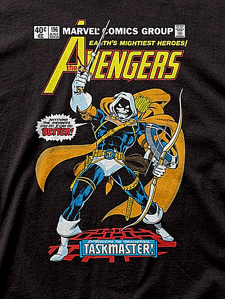 The TaskMaster "Avenger # 196" Mens Unisex T-shirt, Available in Sm to 2x