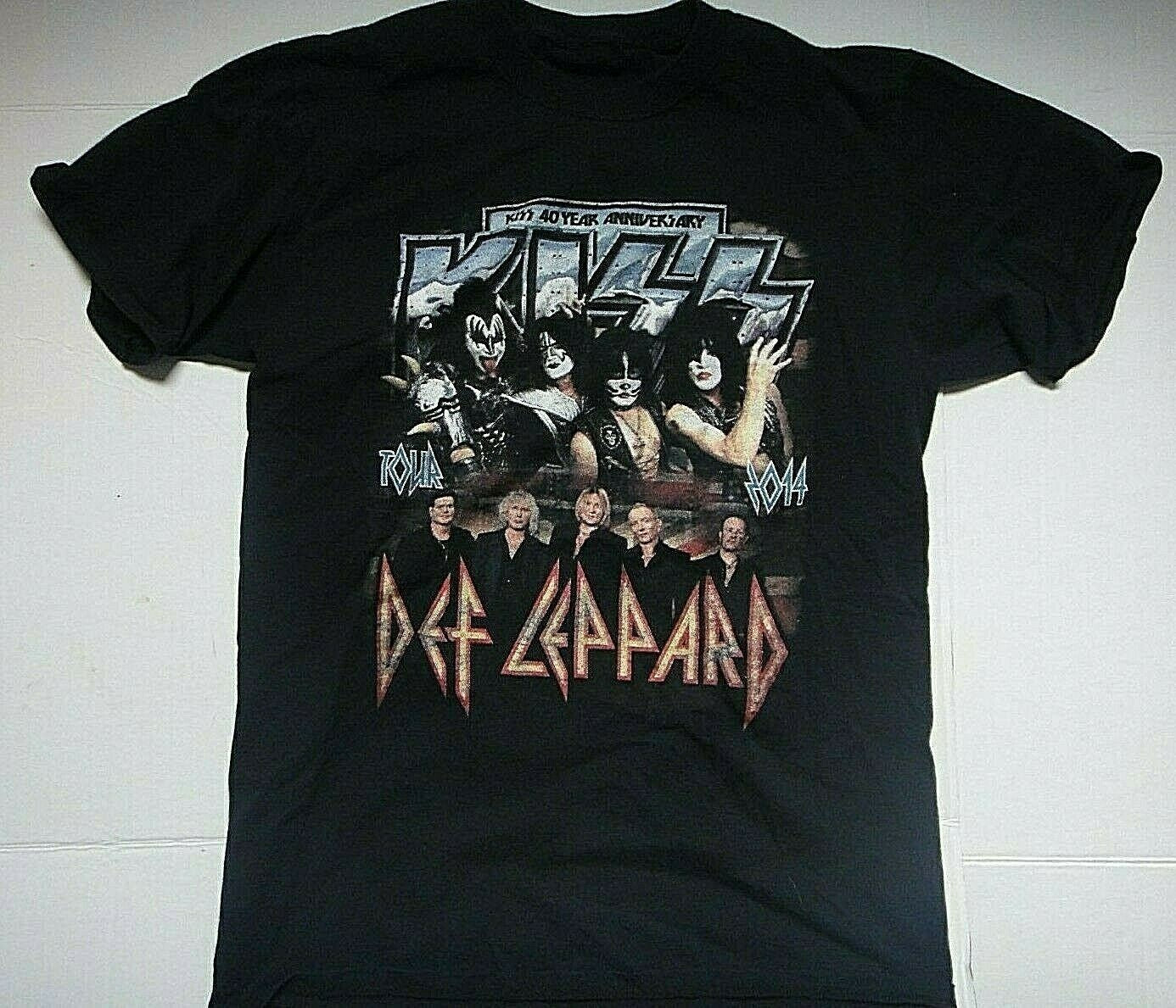 Kiss & Def Leopard 40th Anniversary 2014 Tour Double Sided Mens Medium T-Shirt