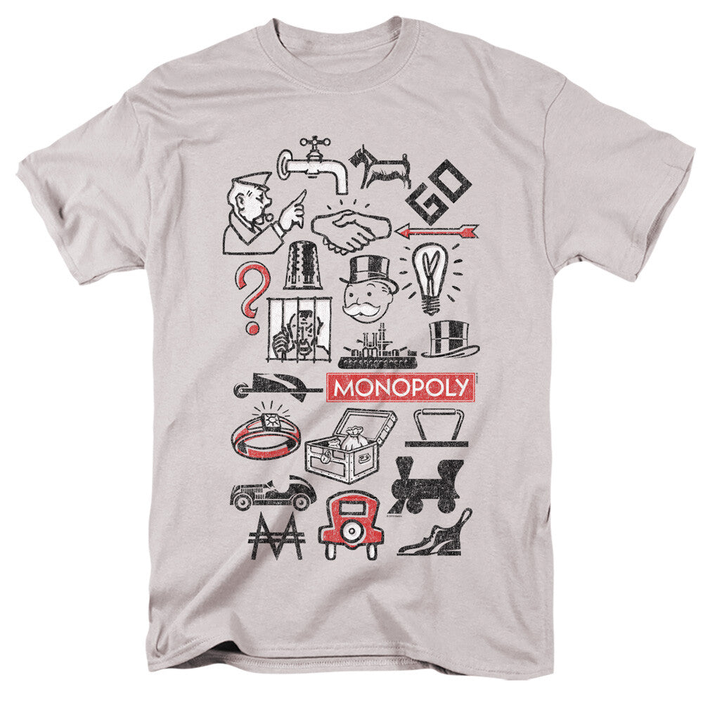 Hasbro, Monopoly "Game Icons" Mens Unisex T-Shirt, Available Sm to 3x