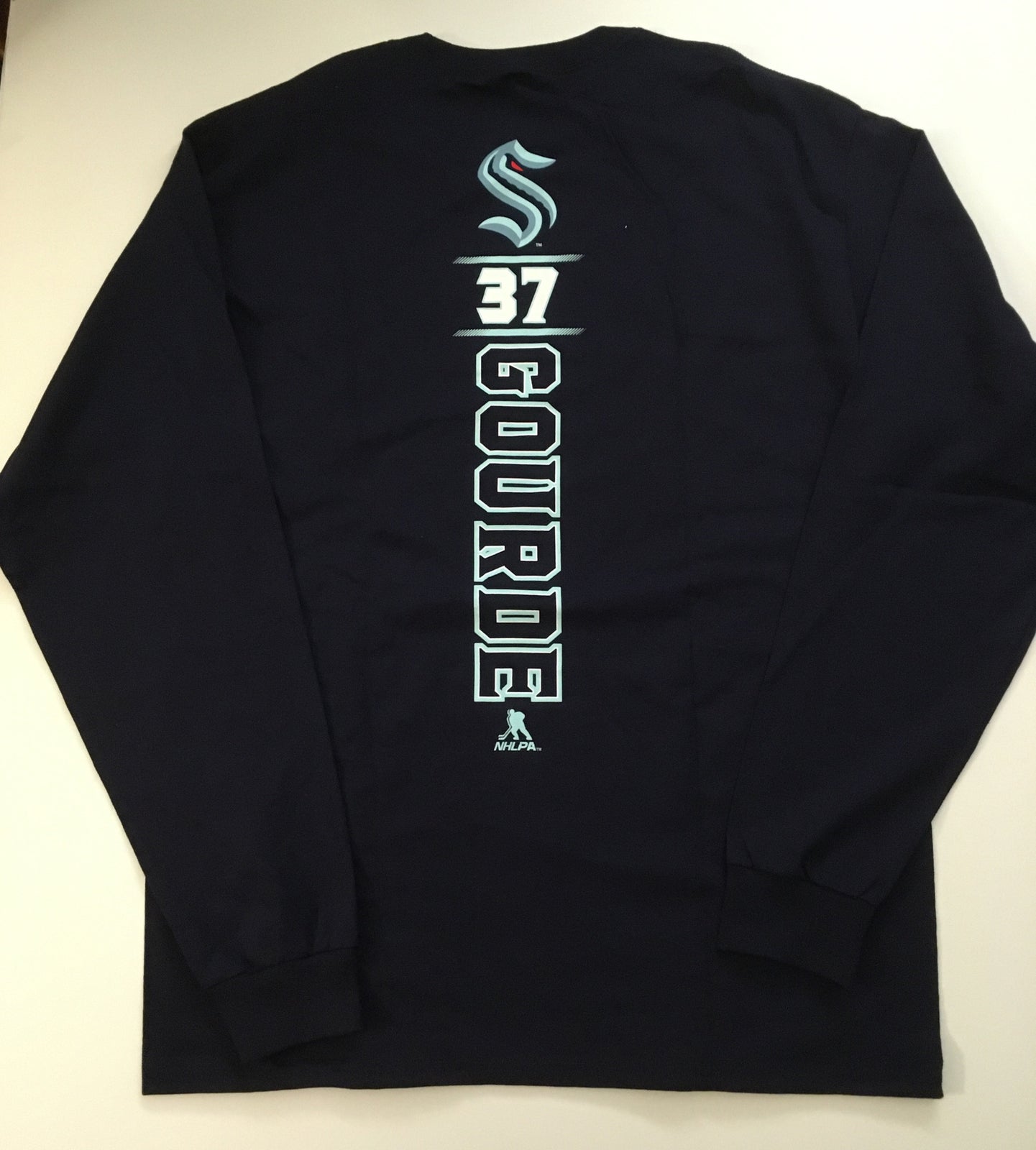 Seattle Kraken #37 Gourde Mens Large Long Sleeve T-Shirt -new