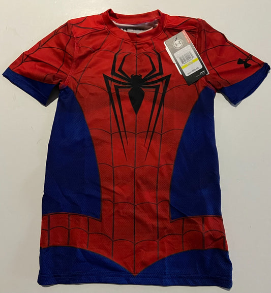 Under Armour Marvel Spider-Man Youth Tshirt HeatGear Size Medium New