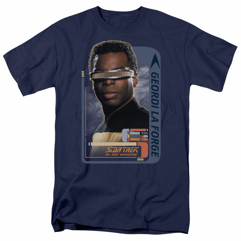 Star Trek: TNG Geordi LaForge (Lavar Burton) Mens T-Shirt. Available Sm to 5x
