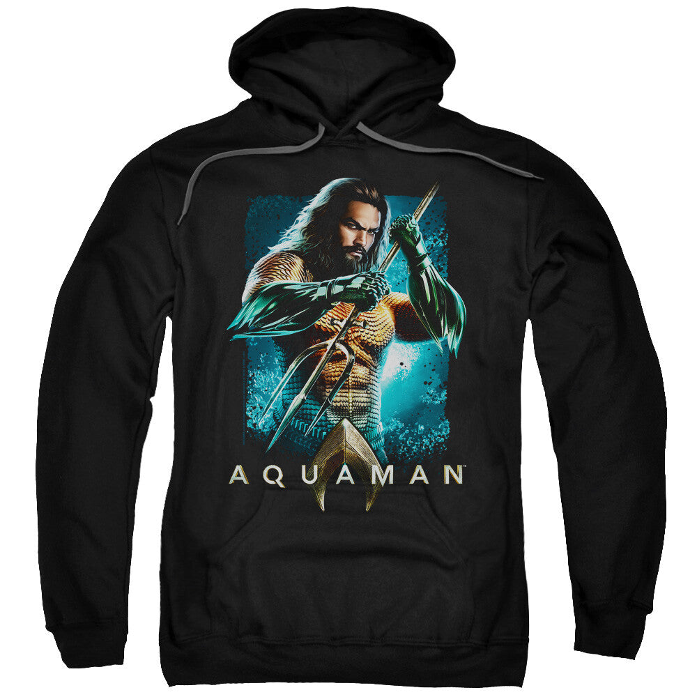 Aquaman Movie (Jason Momoa) "Trident" Mens Unisex Hoodie Available Sm to 3x -New