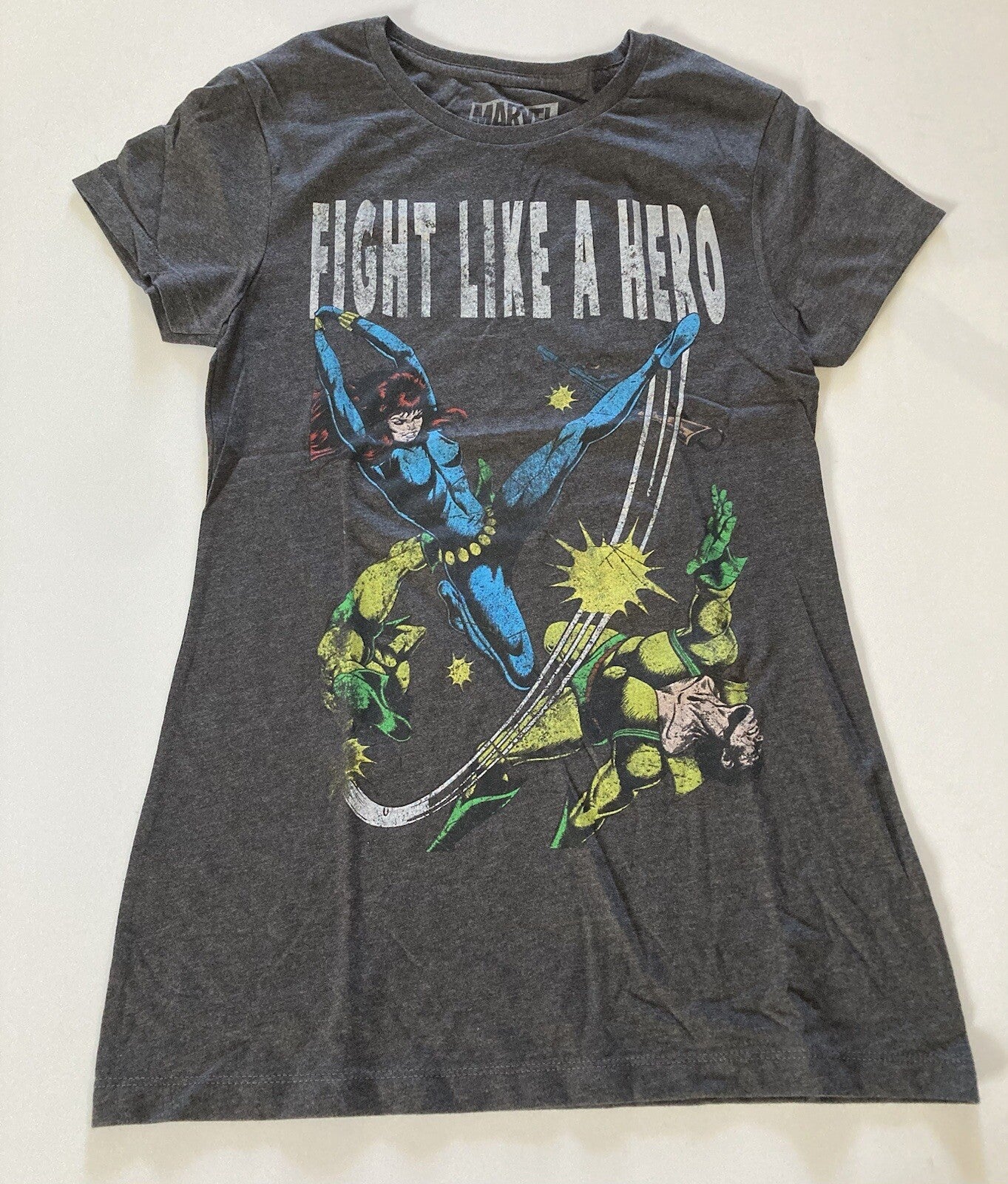Marvel Comics "Fight Like A Hero" Womens Juniors XL T-Shirt - New old stock