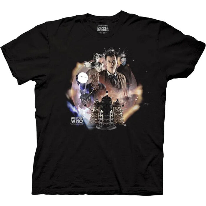 Doctor Who "David Tennant with Daleks" Mens Unisex T-shirt, Available Sm to 3x