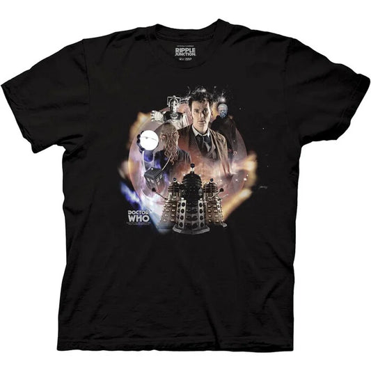 Doctor Who "David Tennant with Daleks" Mens Unisex T-shirt, Available Sm to 3x