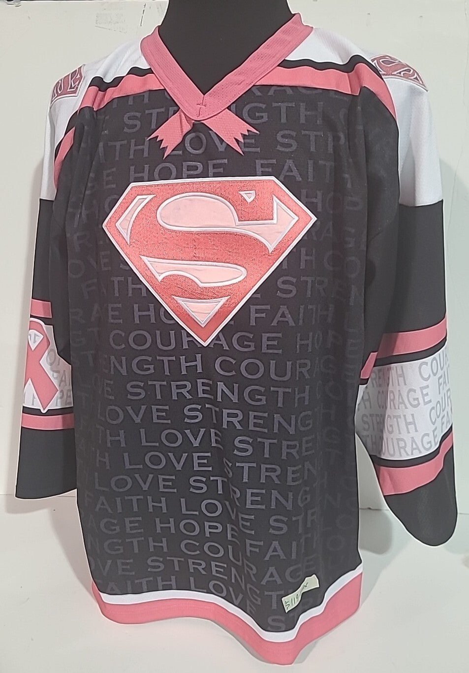 Supergirl Breast Cancer Pro Model Mens Hockey Jersey. Available sm to 3x -New