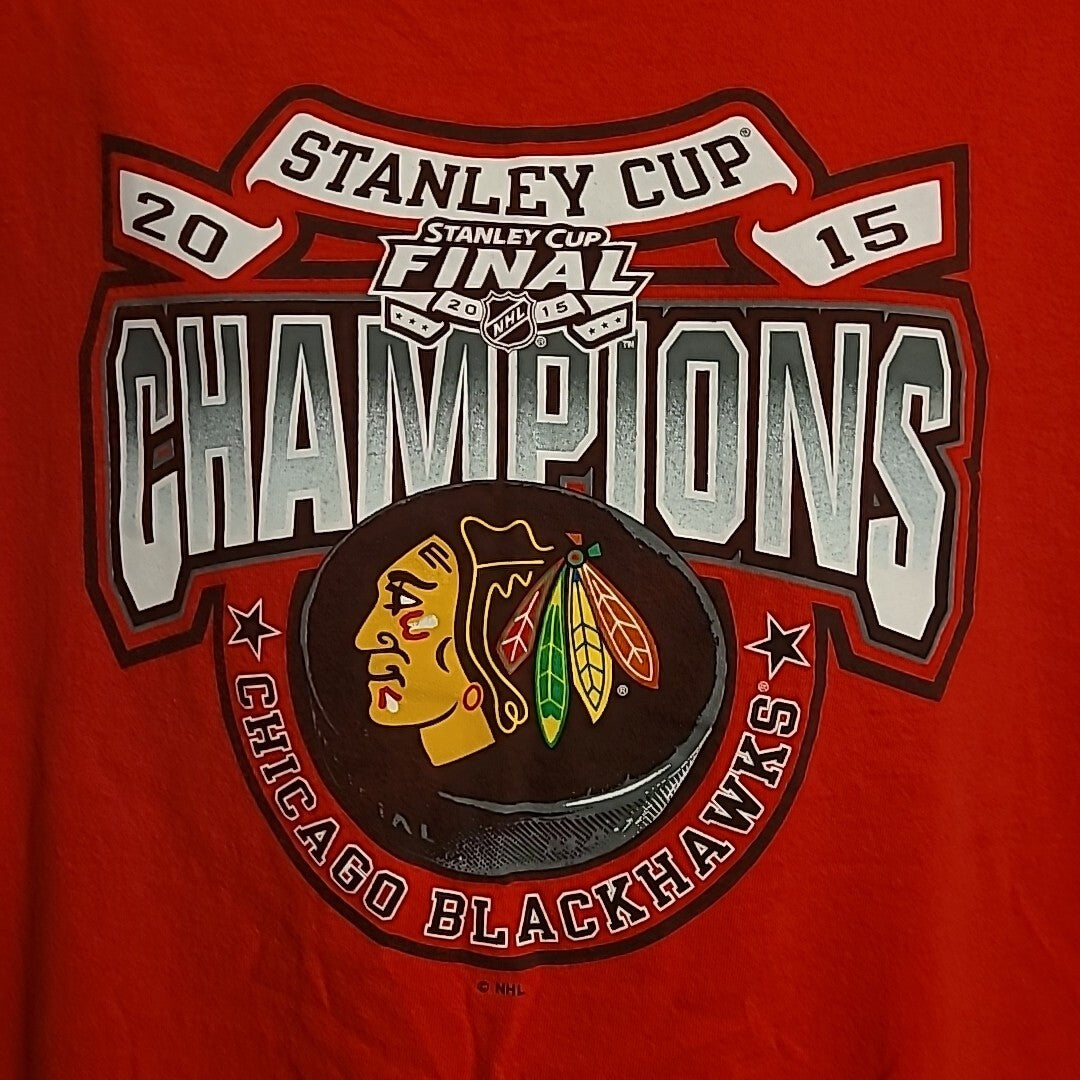 NHL Chicago Blackhawks 2015 Stanley Cup Champions Mens xL T-shirt -New
