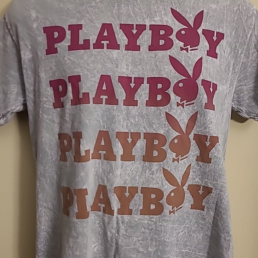 Playboy Repeating Logos Mens Medium Unisex T-shirt -new