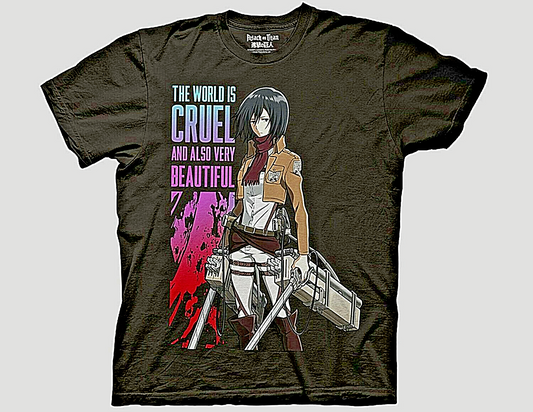 ATTACK ON TITAN "The World is Cruel & Beautiful" Mens Unisex T-Shirt- Sm to 2x