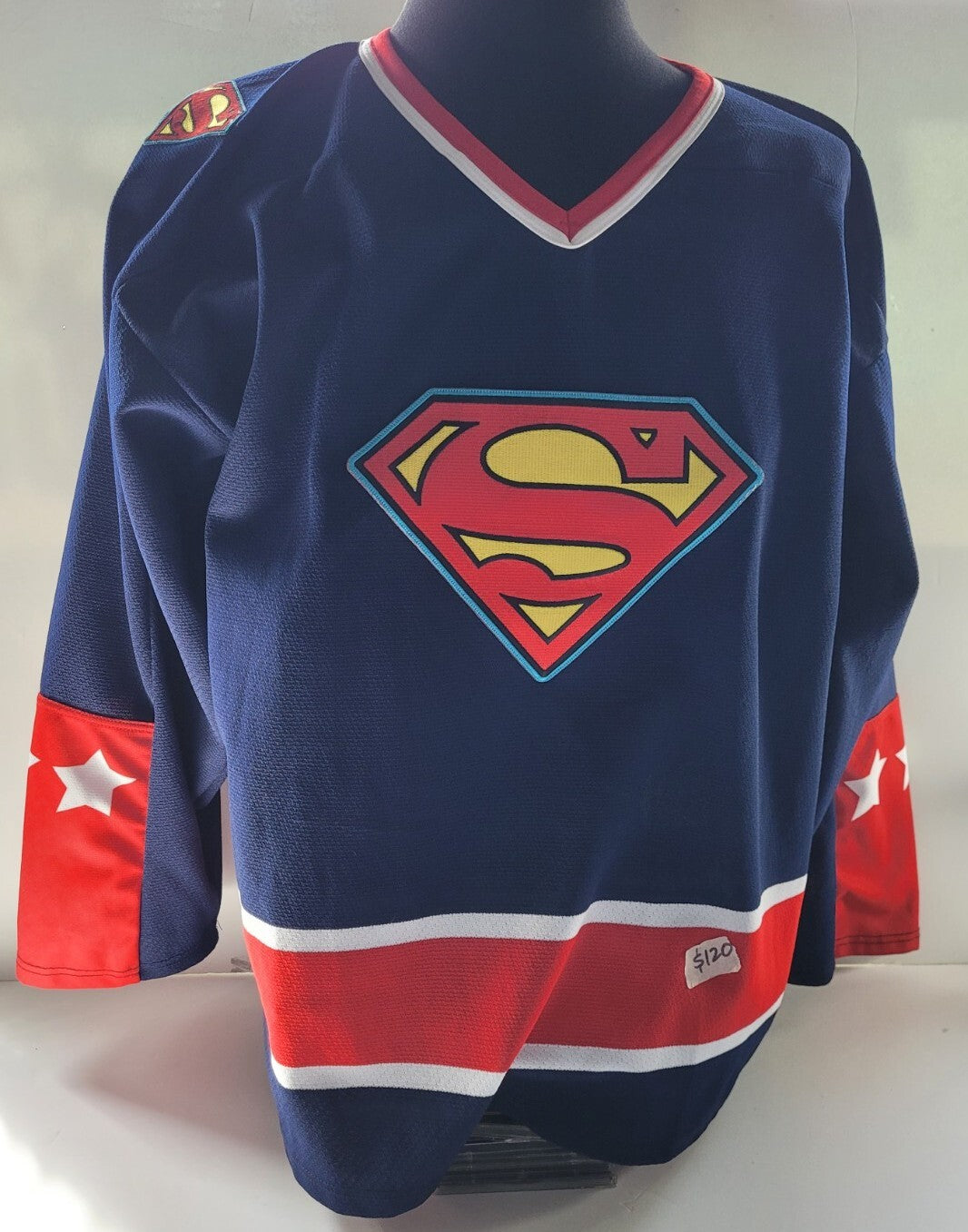 DC Comic, Superman Logo Pro Model Mens Hockey Jersey -Available in sm to 3x