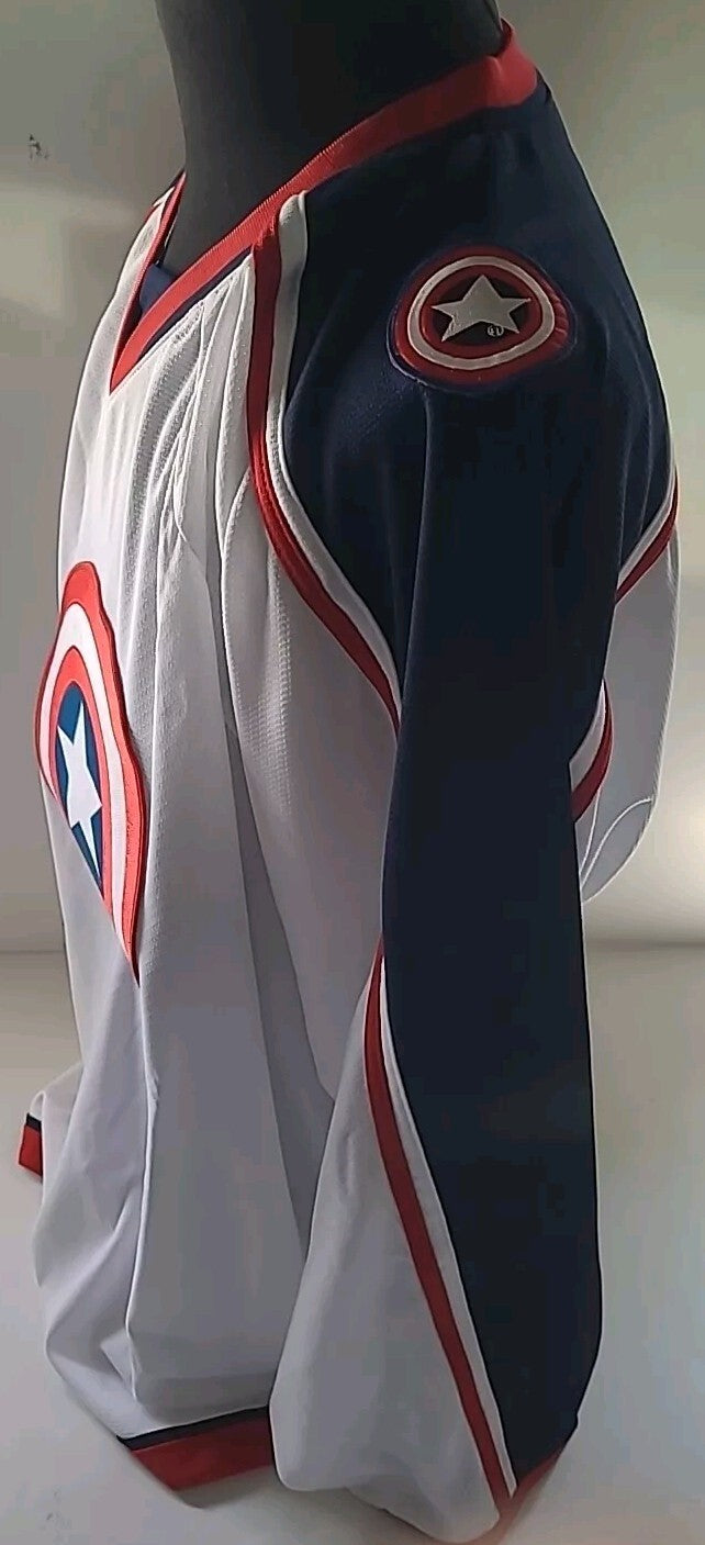 Marvel Captain America Logo Pro Model Mens Hockey Jersey -Available sm to 3x New