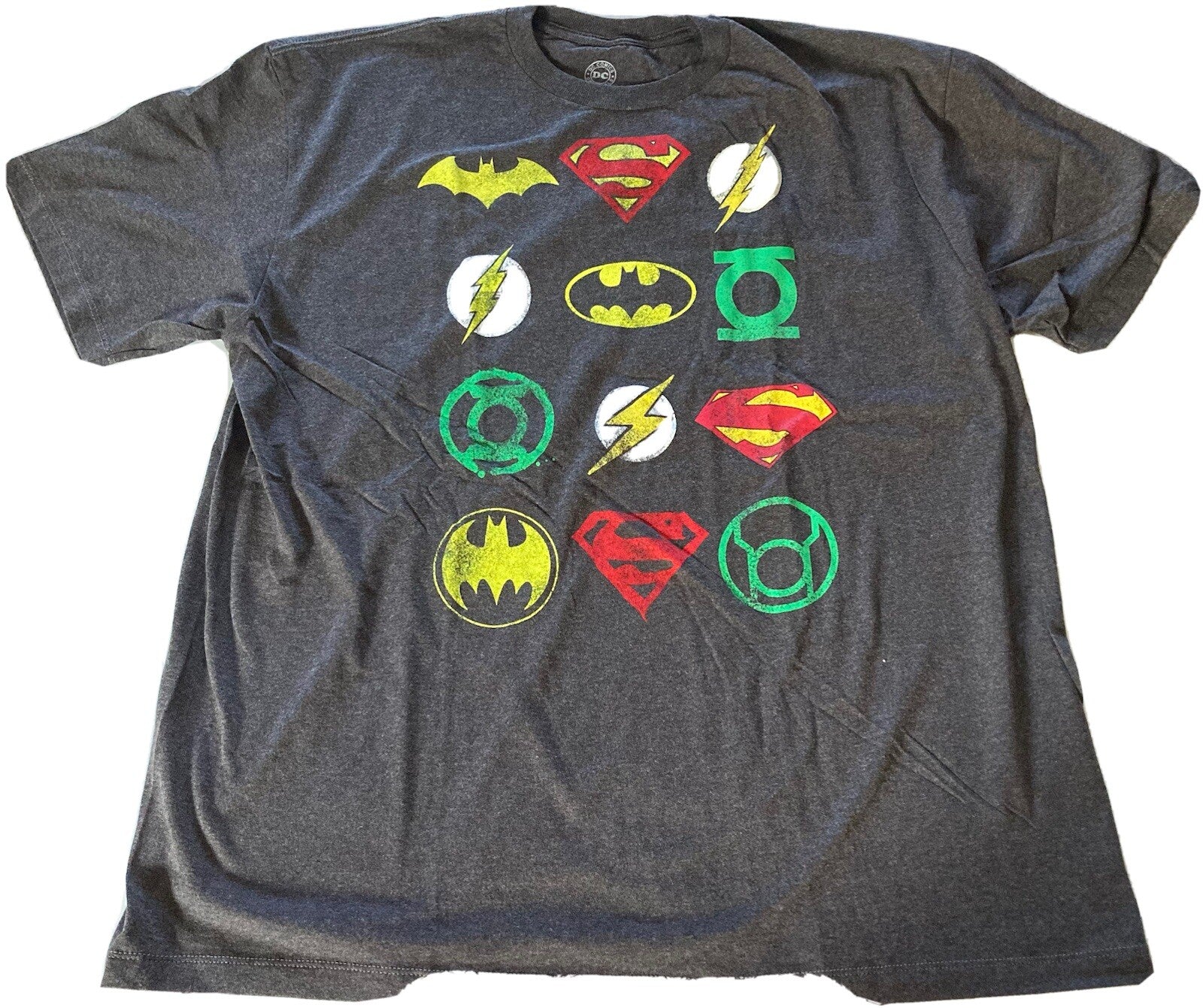 DC Comic JLA Classic Super Heroes Logos Mens 2x Unisex T-Shirt - New