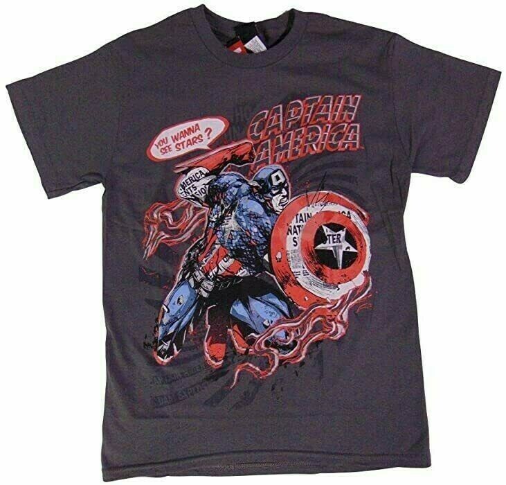 Captain America "You Wanna See Stars?" Mens Adult Medium Unisex T-Shirt - New