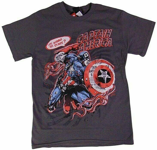 Captain America "You Wanna See Stars?" Mens Adult Medium Unisex T-Shirt - New