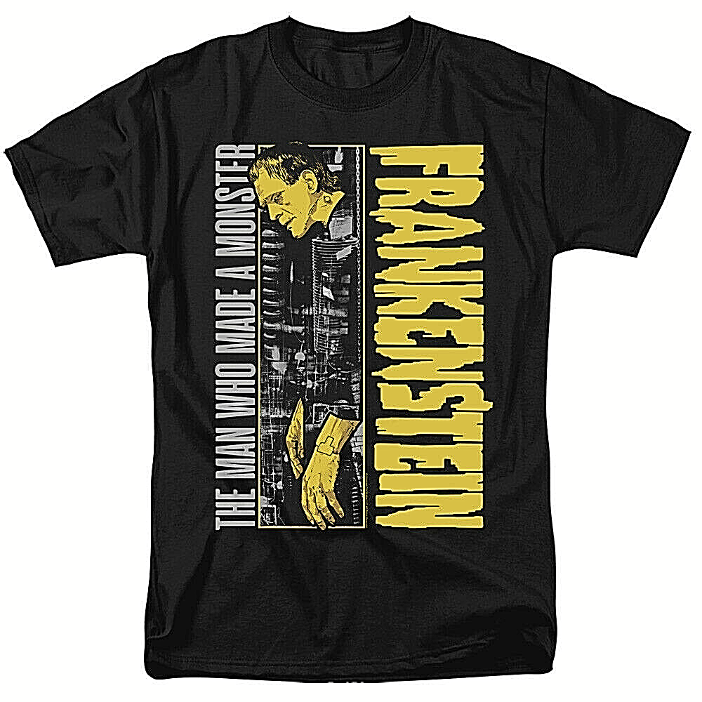 Frankenstein "The Man Who Built A Monster" Mens T-Shirt -Available Sm to 5x