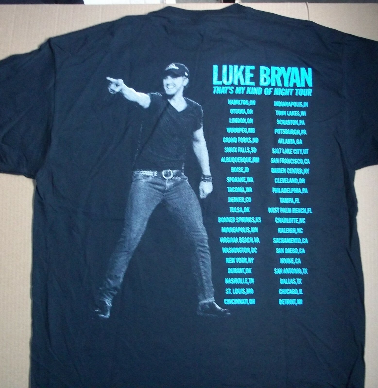 Luke Bryan My Kinda Night Tour Double-Sided Large Mens Unisex T Shirt - New