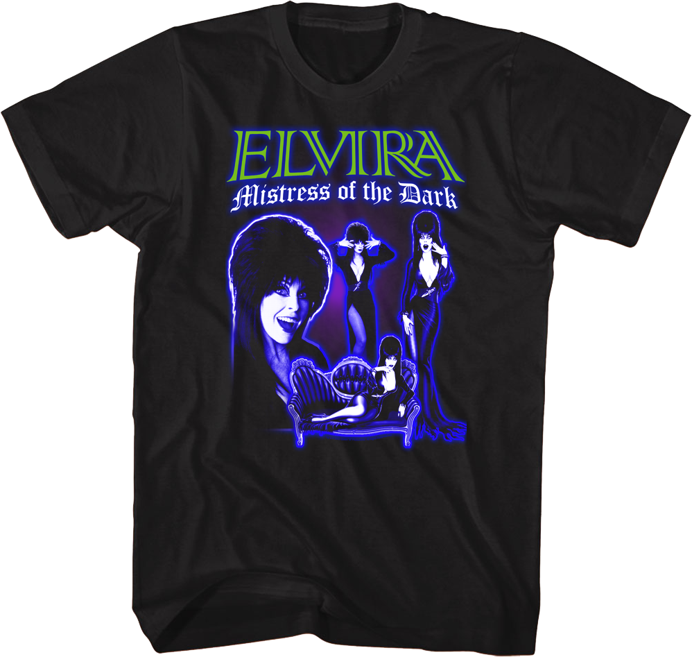 Elvira, Mistress of the Dark "4 Poses" Mens Unisex T-Shirt -Available Sm to 3x