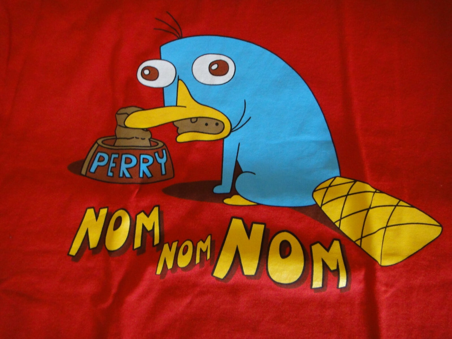 Phineas and Ferb Nom Nom Nom - L Adult Unisex T-Shirt - NOS