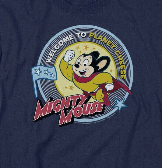 Mighty Mouse "Welcome to Planet Cheese"  Mens Unisex T-Shirt, Available Sm to 5x