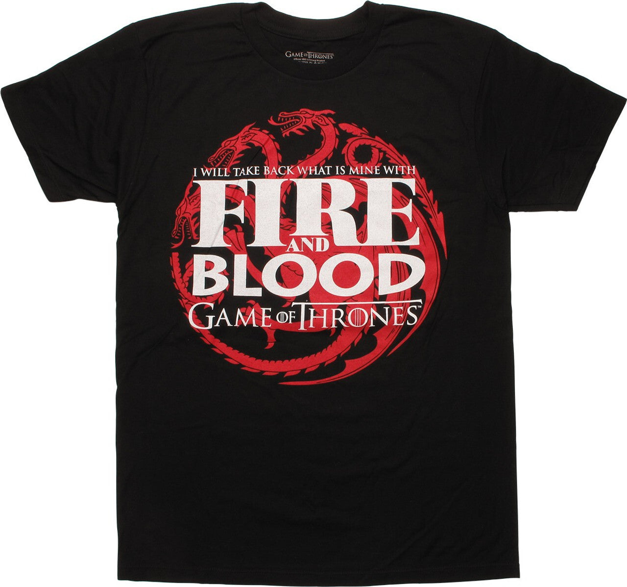 Game of Thrones, "Fire and Blood" Mens  Unisex Small T-Shirt -New -10+ years old