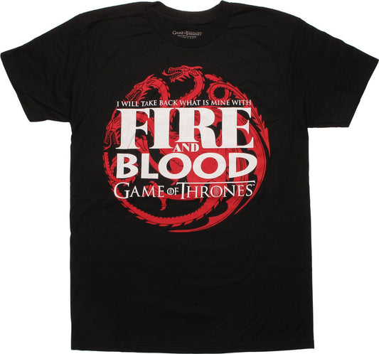 Game of Thrones, "Fire and Blood" Mens  Unisex Small T-Shirt -New -10+ years old