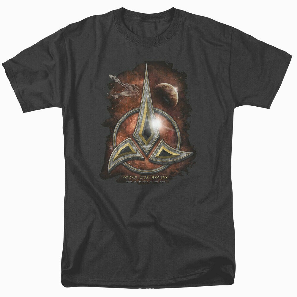 Star Trek "Klingon Logo & Bird of Prey" Adult Mens T-Shirt. Available Sm to 4x