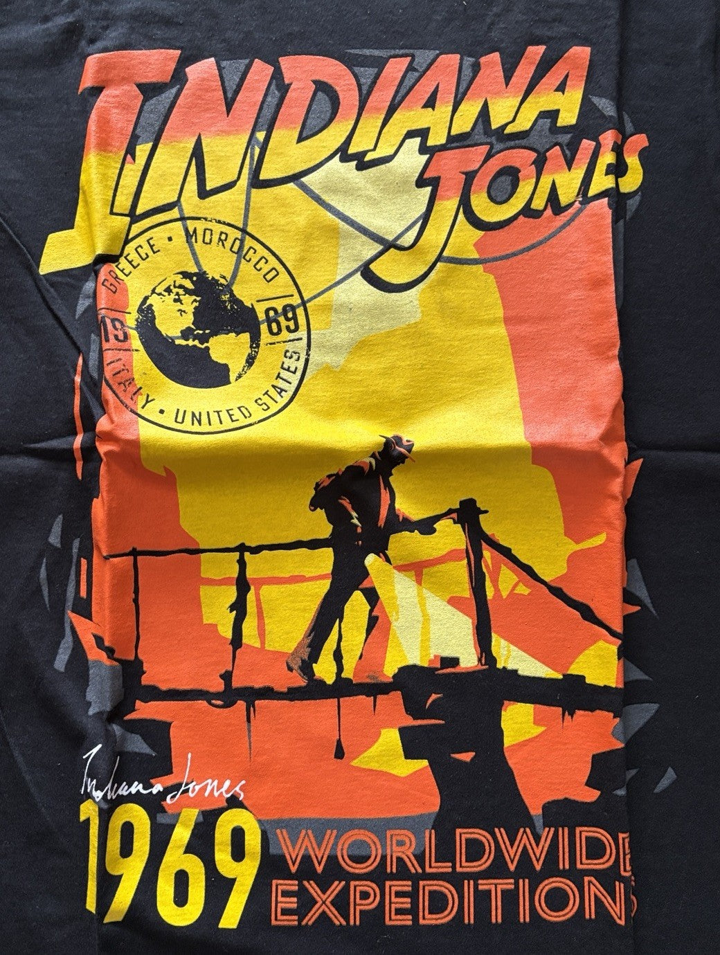 Indiana Jones"1969 Worldwide Expedition"  Mens Small  Unisex Graphic T-Shirt