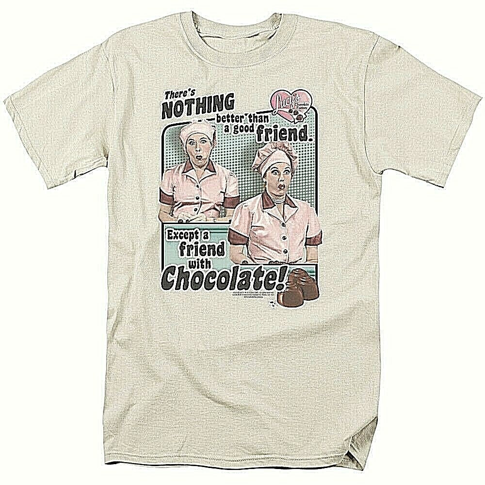 I Love Lucy "Friends with Chocolate" Mens Unisex T-Shirt -Available in Sm to 3x