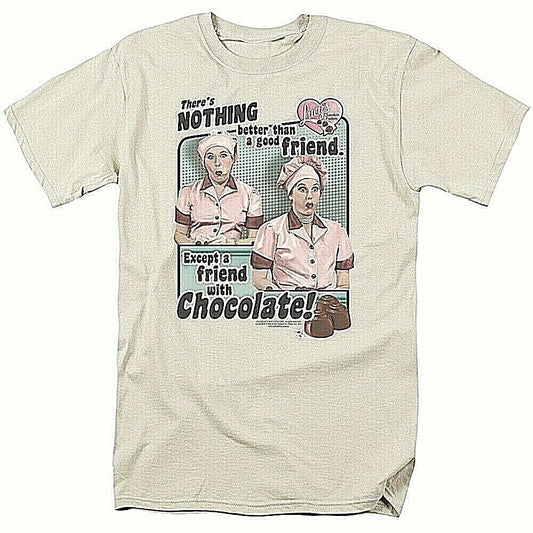 I Love Lucy "Friends with Chocolate" Mens Unisex T-Shirt -Available in Sm to 3x