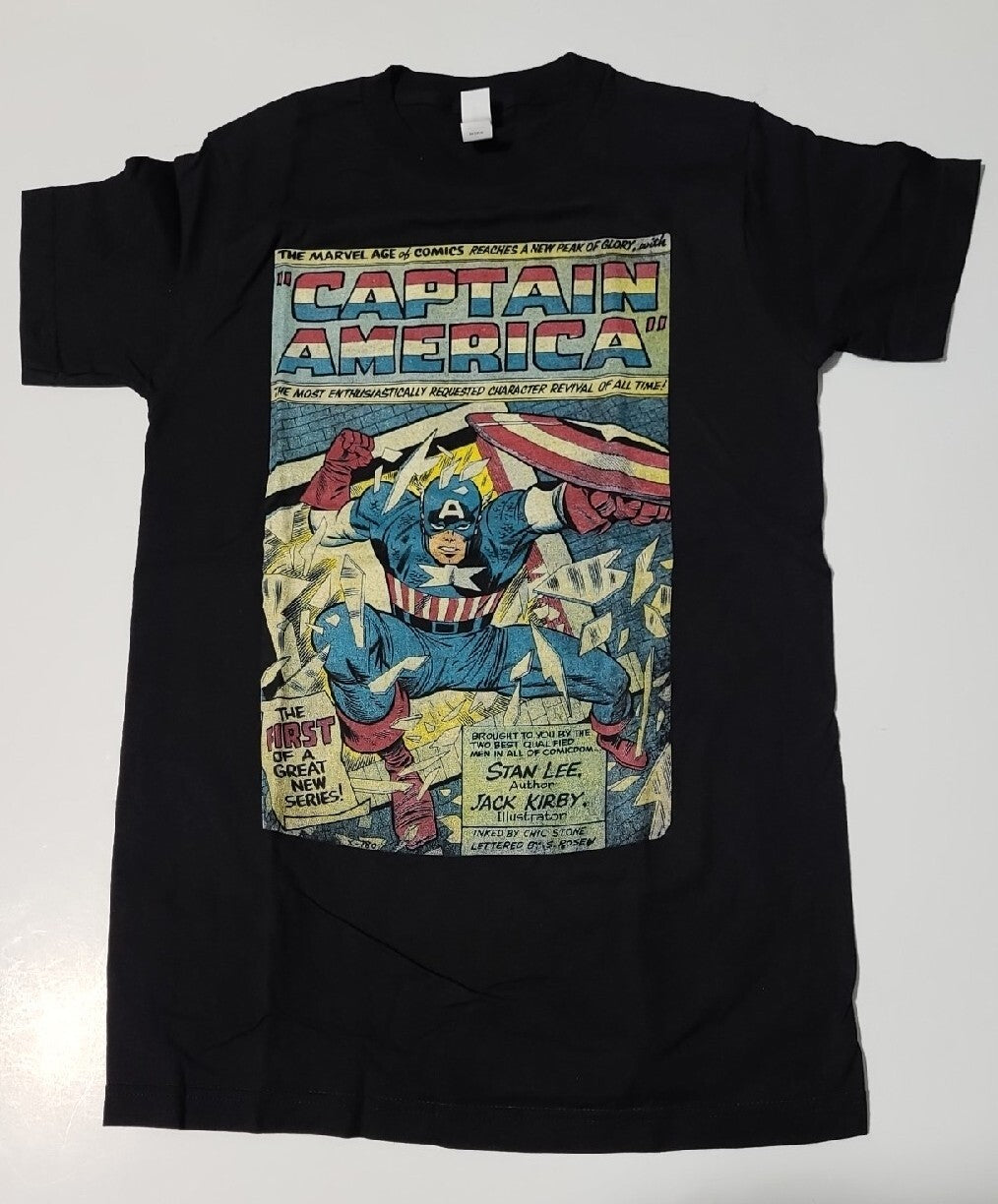 Captain America "1st Relaunch" Kirby Comic Cover Mens T-Shirt-Available Sm to 3x